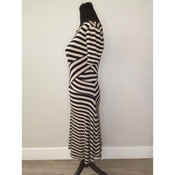 Beige by eci Tan Black Striped Mini Dress Size Small - Picture 2 of 6